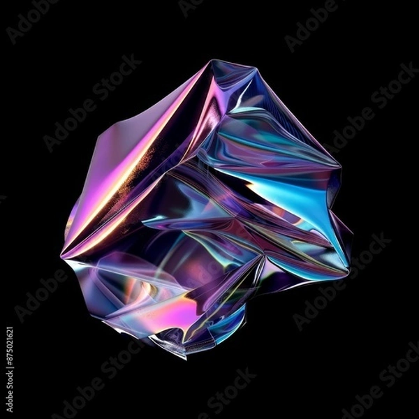 Obraz Abstract iridescent geometric shape with a crumpled texture
