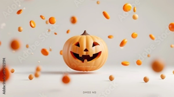 Obraz cute pumpkin with colorful candy 