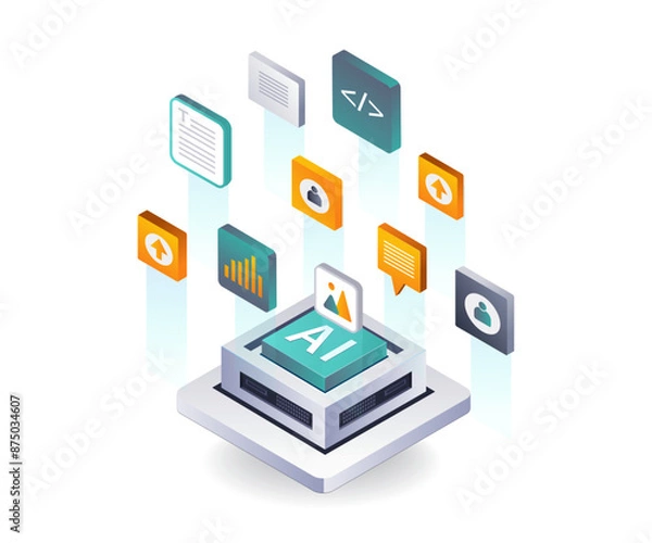 Obraz Artificial Intelligence and Big Data isometric illustration