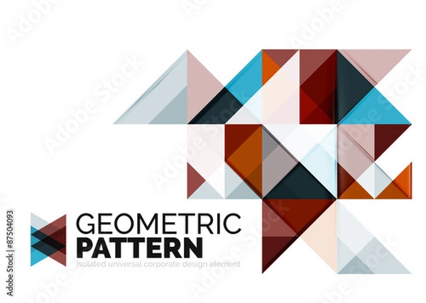 Fototapeta Geometric triangle mosaic pattern element isolated on white
