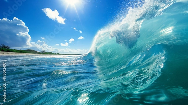 Obraz bord de mer avec eau turquoise et vagues