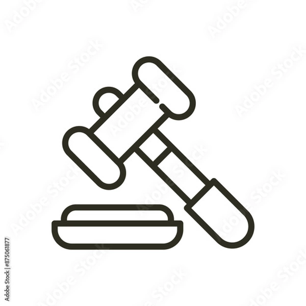 Fototapeta Auction judge court hammer outline icon. Law gavel illustration image. Market auction bidding vector icon