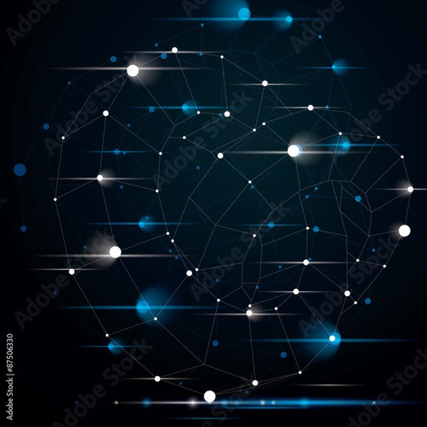 Fototapeta Vector complicated 3d figure, modern digital technology style sp