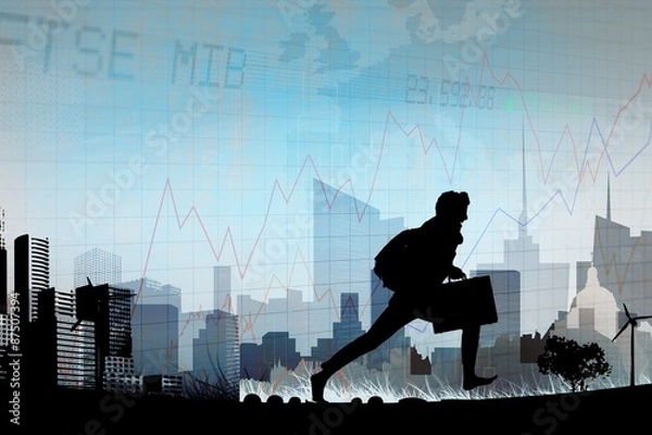 Fototapeta Composite image of businessman silhouette