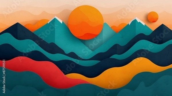 Fototapeta Minimalist and bold design with structured, modular patterns, detailed textures, and balanced color schemes; a polished, attractive, and professional illustration for contemporary use. Illustration,