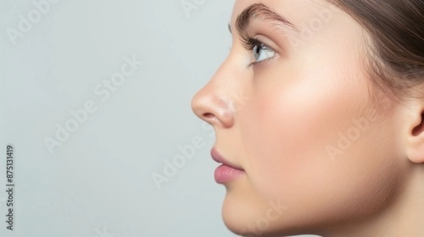 Fototapeta Patient's profile view highlighting nose transformation