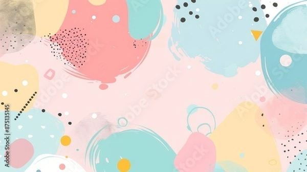 Fototapeta Soft and dreamy pastel colors in a cute Memphis style  AI generated illustration
