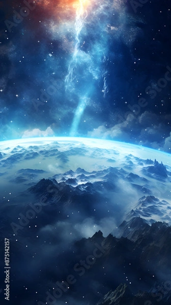 Fototapeta Digital space with Milky Way and nebula abstract graphic poster background