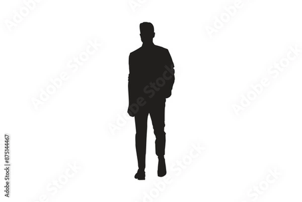 Obraz Silhouette of a walking man on a white background illustration.
