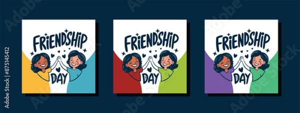 Fototapeta Creative Social Media Post Templates: Modern Infographic and Instagram Designs for Celebrations, Friendship Day, Children Events, and More | Happy, Friendly, and Illustrated Digital Banners and Covers