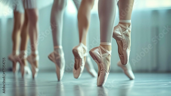 Fototapeta Feet of ballet dancers, showcasing graceful and precise movements