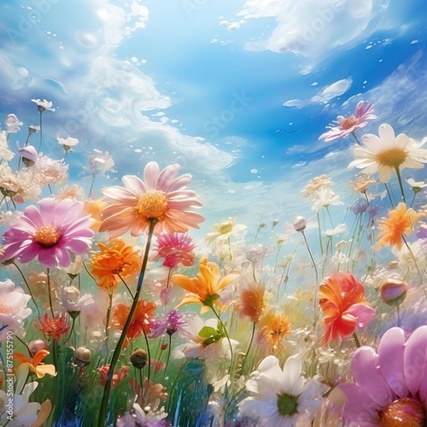 Obraz flowers and sky background