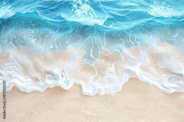 Obraz Abstract background with waves of sand and sea water, beautiful blue and white colors, realistic photo.