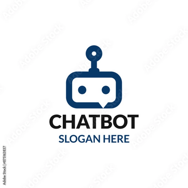 Fototapeta Chat bot logo template in simple flat style.  AI Robot talk vector illustration