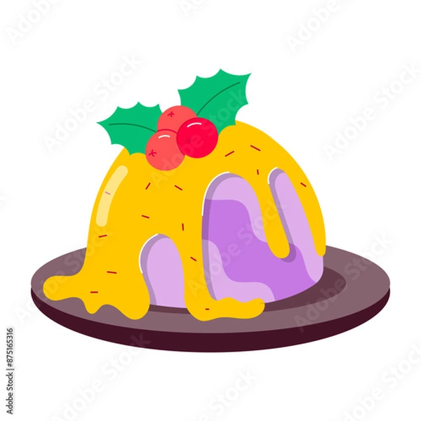 Obraz A flat style sticker of christmas pudding 


