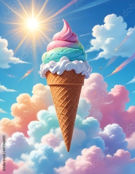Obraz Ice cream cone on a cloud