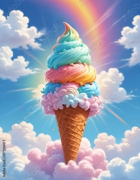 Obraz Ice cream cone on a cloud