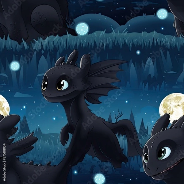 Obraz How to train your dragon seamless pattern