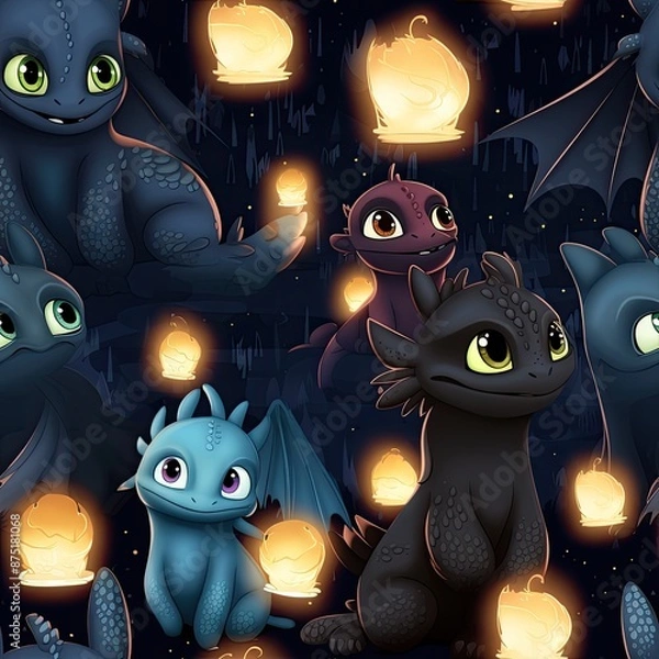 Obraz How to train your dragon seamless pattern