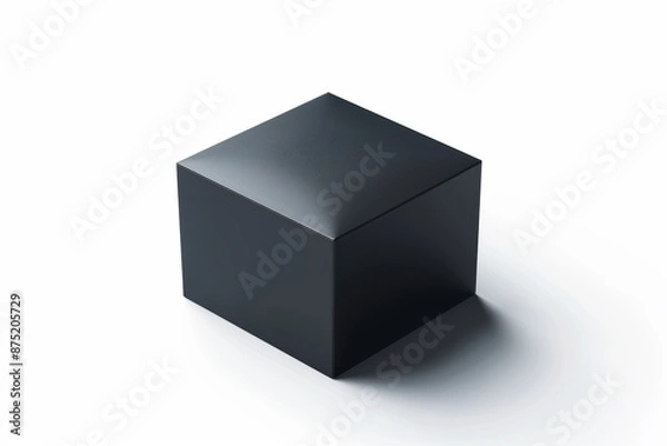 Fototapeta mysterious black parcel box, intriguing packaging element, high-detail illustration, sleek and minimal, isolated on white background