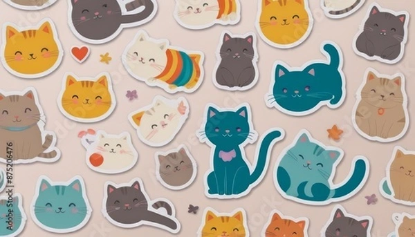 Fototapeta Cheerful Kitten Doodles