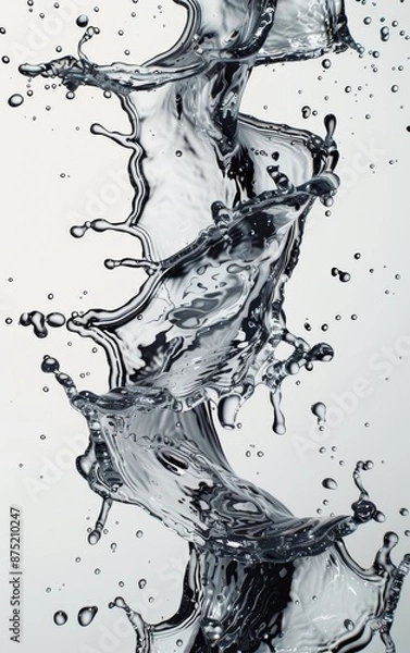 Fototapeta Abstract water splash with droplets creating a unique, swirling pattern.