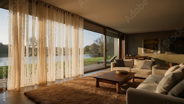 Fototapeta Living room window treatment