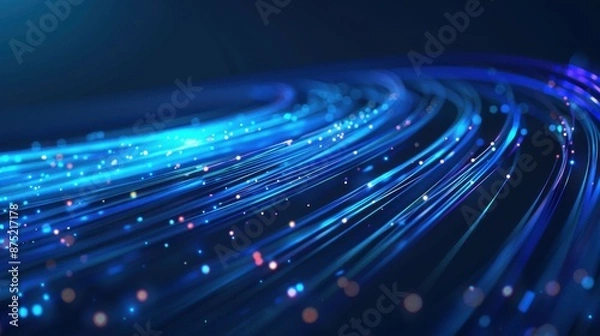 Fototapeta abstraction of data transmission using fiber optic cable in section.