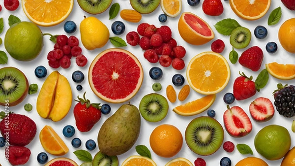 Obraz fruit and vegetable background, ai generated