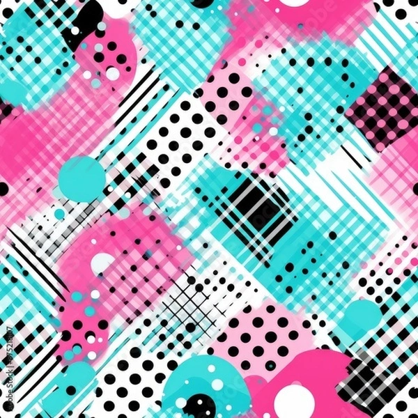 Obraz grunge texture with polka dots seamless pattern