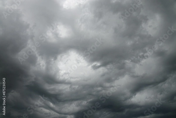 Fototapeta Image of cloudy sky with large black storm clouds