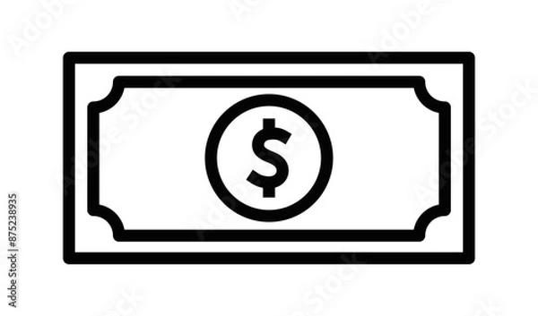 Fototapeta Paper dollar vector icon. Editable stroke.