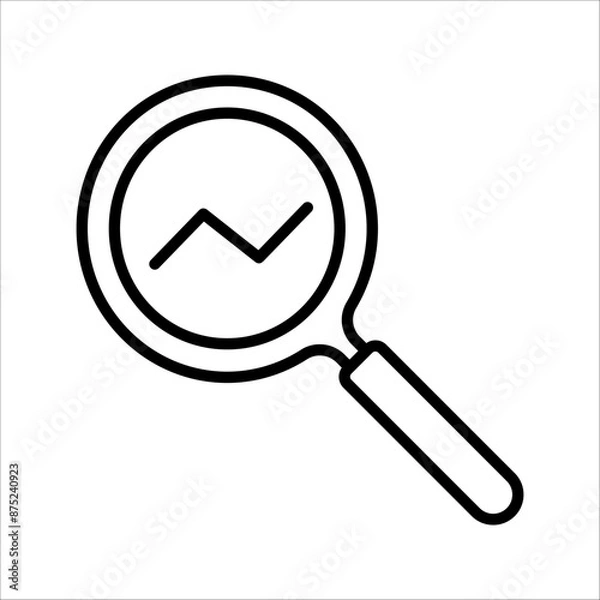 Fototapeta Magnifying glass icon, magnifier or loupe sign, Search icon, on a white background.