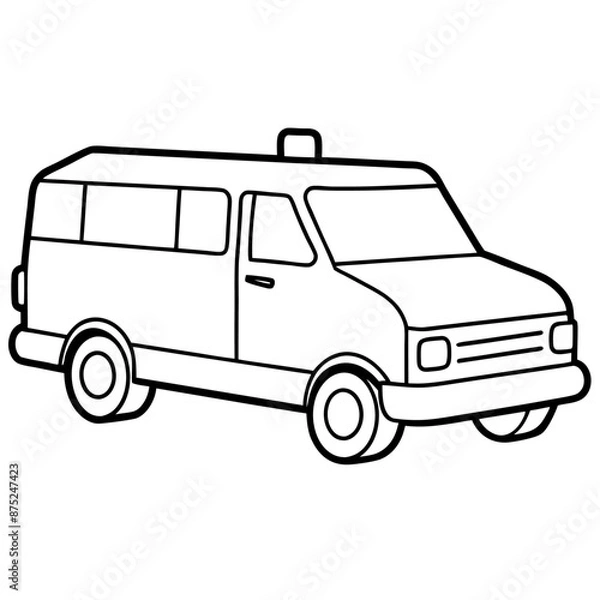 Obraz ambolance outline coloring book page line art illustration digital drawing