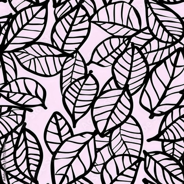 Fototapeta Medium Scale Leaf Pattern on Light Purple Background
