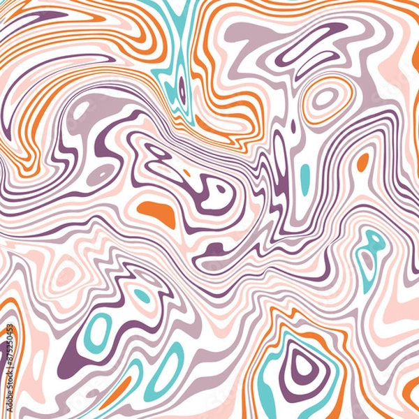 Fototapeta ABSTRACT ILLUSTRATION MARBLED TEXTURE LIQUIFY PSYCHEDELIC PASTEL SOFT COLORFUL DESIGN. OPTICAL ILLUSION BACKGROUND VECTOR DESIGN