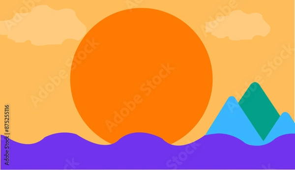 Obraz A Beautiful sun between blue Mountain.