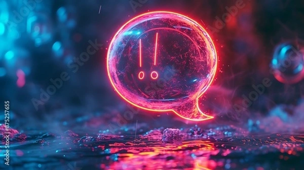Fototapeta A visually striking image capturing the essence of communication through a speech bubble icon, symbolizing the power of expression in the digital age, rendered in realistic detail in