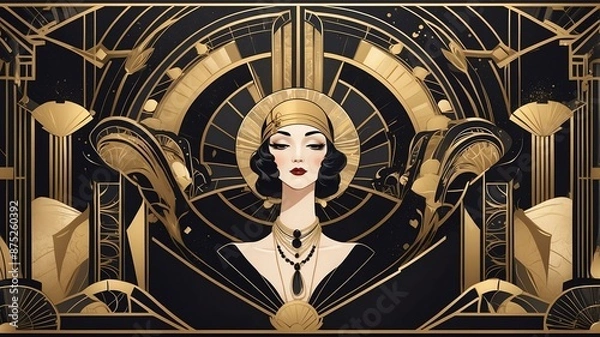 Fototapeta art deco glam s sophistication geometric patterns flat banner theme