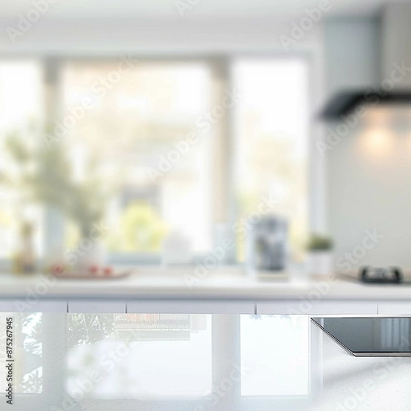 Obraz Blurred modern kitchen in light colors for background