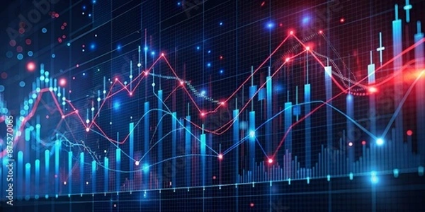 Fototapeta Abstract Financial Chart with Red and Blue Lines