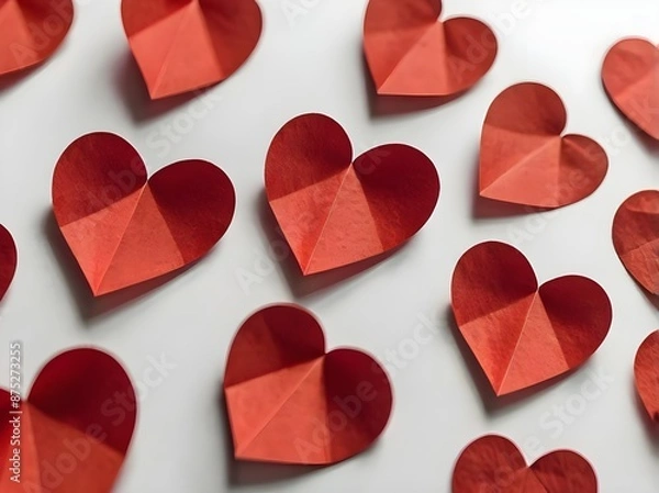 Obraz red hearts on a white background
