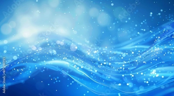 Fototapeta Abstract blue wave background with dots and lines for design.