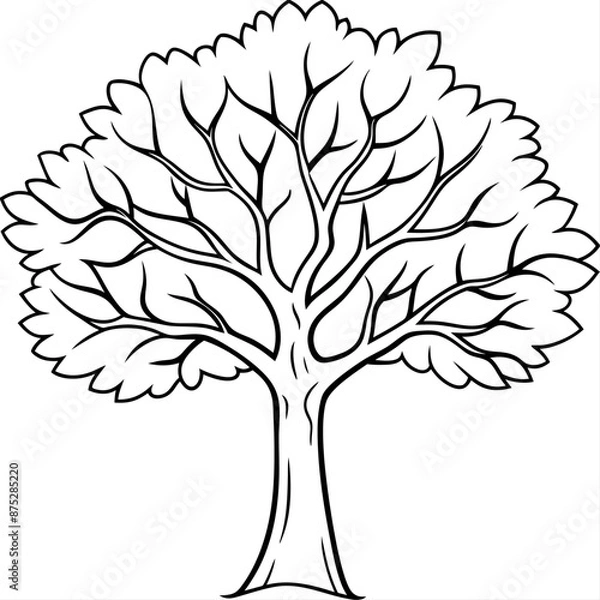 Fototapeta fall tree outline coloring book page line art illustration digital drawing