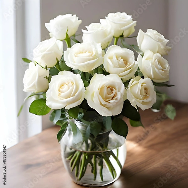 Fototapeta bouquet of roses in a vase
white roses
Generative AI