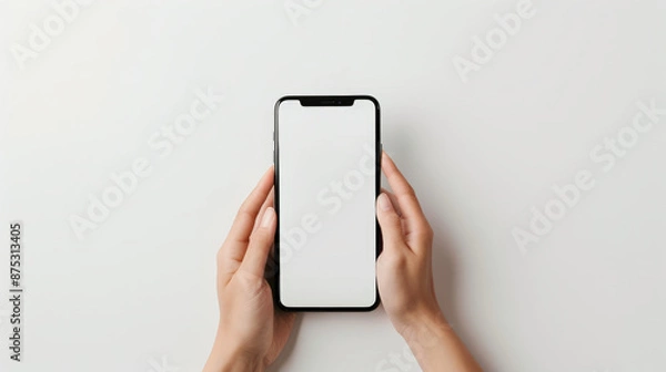 Fototapeta hand holding smart phone, mockup, empty screen