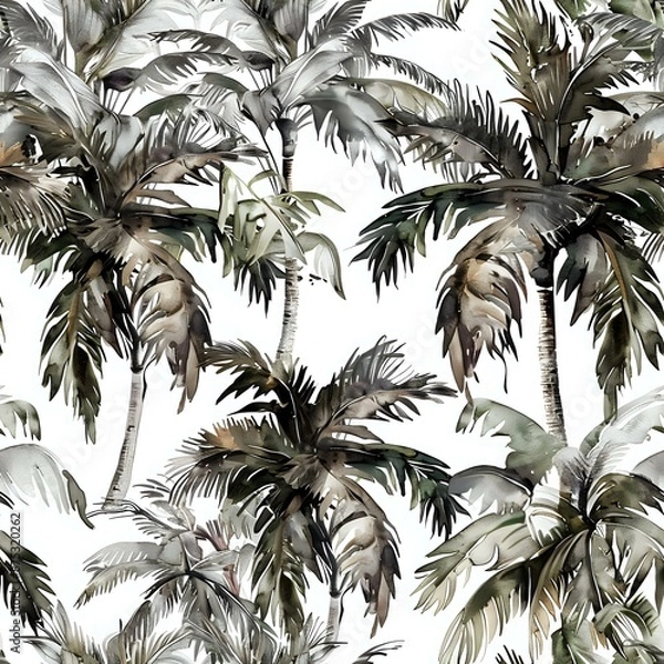 Fototapeta Sassy Palm Tree and Triangle Pattern in Blue