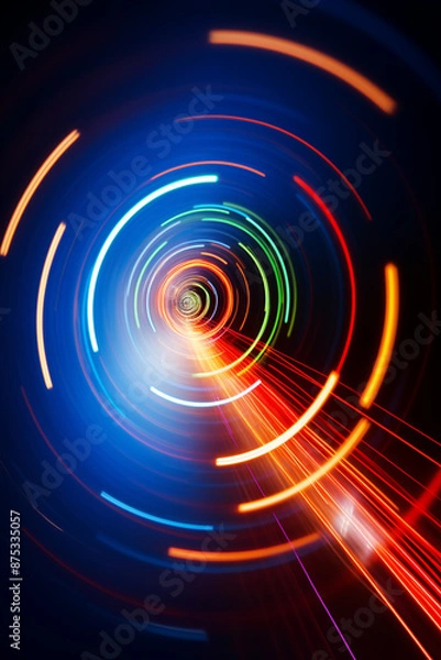 Fototapeta Abstract blurry circle background target colorful light stripes bullseye