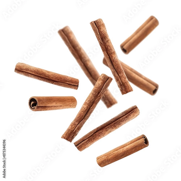 Obraz Flying cinnamon sticks, cut out