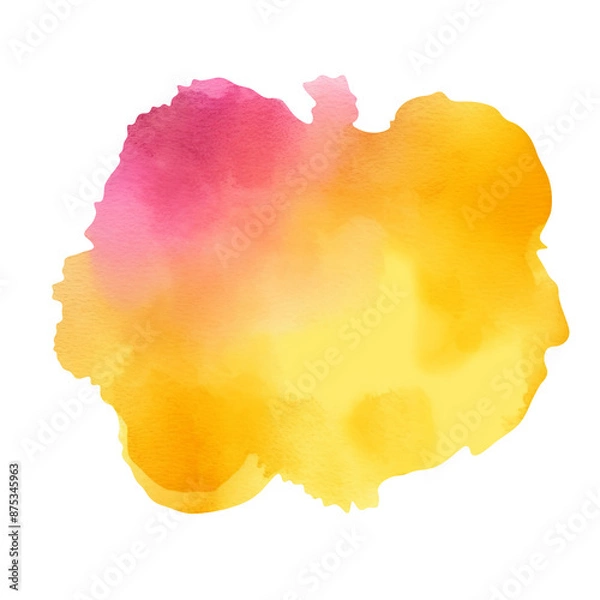 Obraz Abstract yellow pink watercolor on white background. Generative AI